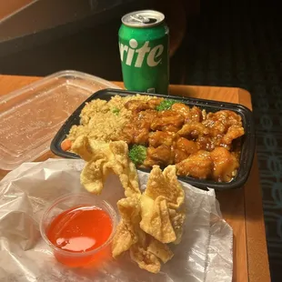 General tso's and crab Rangoon