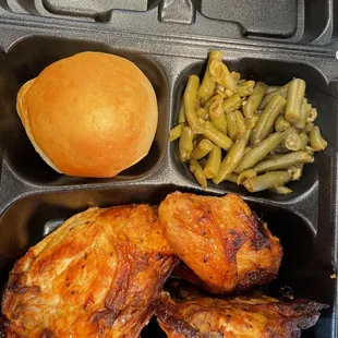 Green beans with roasted chicken