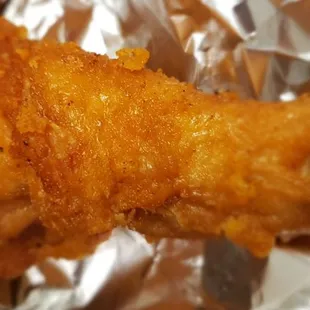 a closeup of a fried chicken