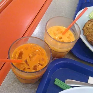 Complimentary thai iced tea. This is dangerous! With free refills :)