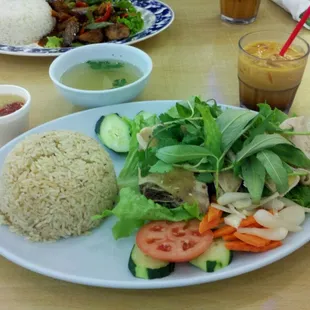 Hainan Chicken w/ Thai Tea - $8