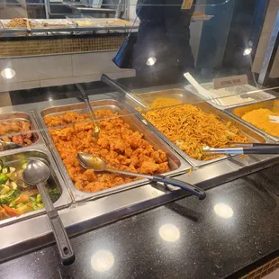 Very oily chow mein, mediocre fried rice and old hard chewing orange chicken.  Bad.