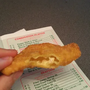 Zero crab in my "Crab Rangoon". The entree was disgusting too.. had 4 bites in total.