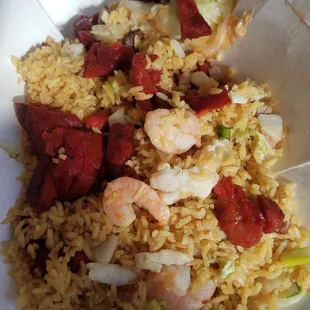 Shrimp fried rice is enough for two or three people