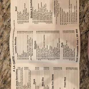 menu