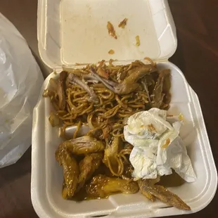 Honey wings with Josie special lo mein