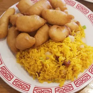 Lunch portion of sweet and sour chicken, WAY more than I could eat in a sitting