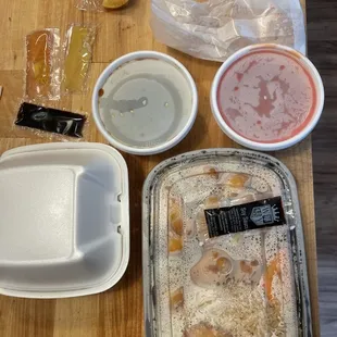 a variety of food items on a table