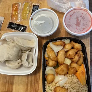 a variety of food items on a table