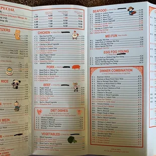 Full menu front