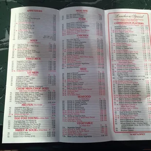 Updated menu and prices