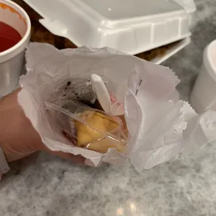 Fortune cookie, Soy Sauce, Utensils placed in bag to go