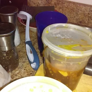 the contents of a kitchen sink