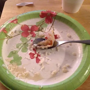 a half eaten plate of food