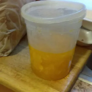 a plastic cup on a kitchen counter