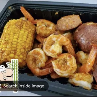 Corn, shrimp, other food items