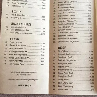 menu