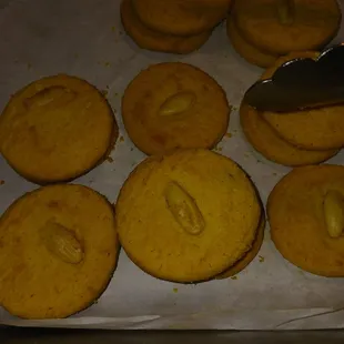 a tray of cookies being prepared