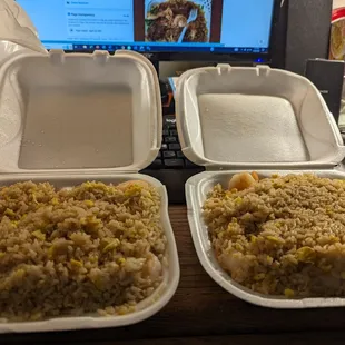 two takeout containers of food