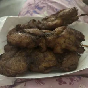 Teriyaki chicken on a stick