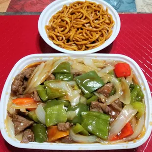 Pepper Steak (Large) with Plain Lo Mein