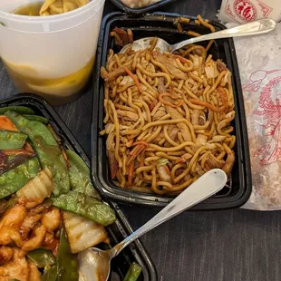 a variety of food items on a table