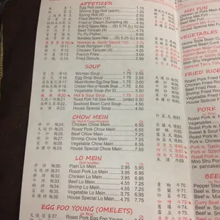 Pics of the menu