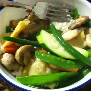 Moo Goo Gai Pan. Lots of fresh tasty veggies. $5.50