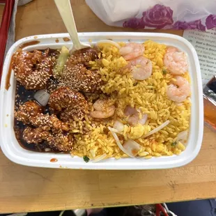 Sesame Shrimp Fried Extra Hard with Shrimp Fried Rice