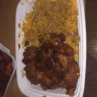 General Tso's chicken platter. Delicious.