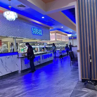 interior, sushi and sashimi