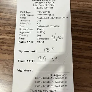 Cost of weeknight dinner buffet for 4 adults (14yo, 18yo, and 2 parents)