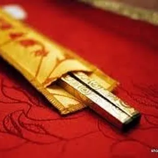 a close up of a chopstick