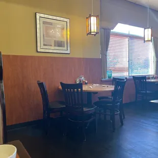 Corner booth near table section toward the back