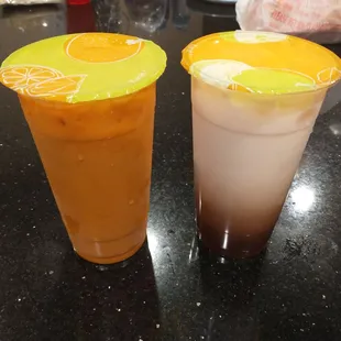 Their Thai tea (sis couldn't help shaking hers up before the photo) and milk tea! I enjoyed the deep flavor of the milk tea.