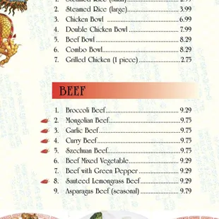 Updated menus as of 3/1/2020