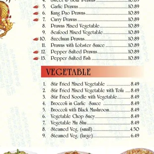 Updated menus as of 3/1/2020