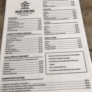New menu