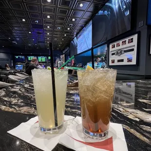 two drinks on a table