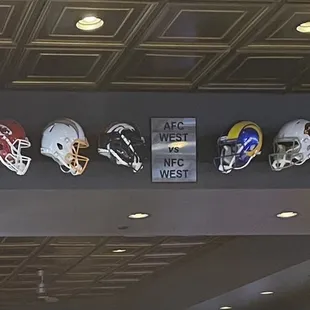 helmets on the wall