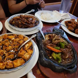 a table full of asian food