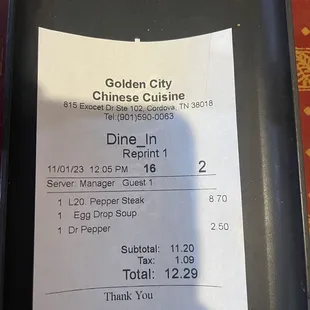 Reasonably priced lunch.