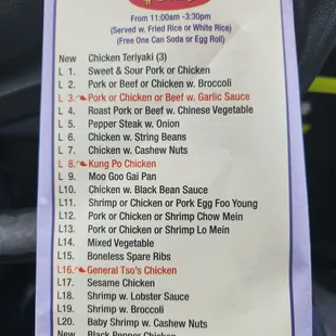 Lunch specials