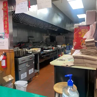 the kitchen of a chinese restaurant
