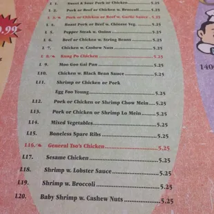 menu