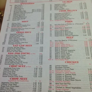 menu