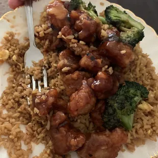 Husband's orange chicken, yum!