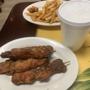 Appetizer chicken on a stick