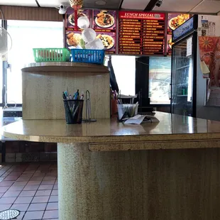 the counter of a restaurant