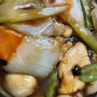 Chicken black. Ran sauce